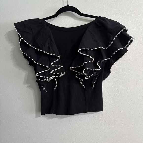 Anthropologie‎ Oversized Ruffles Top Black Sleeveless Womens Size XS NWT - Picture 6 of 6